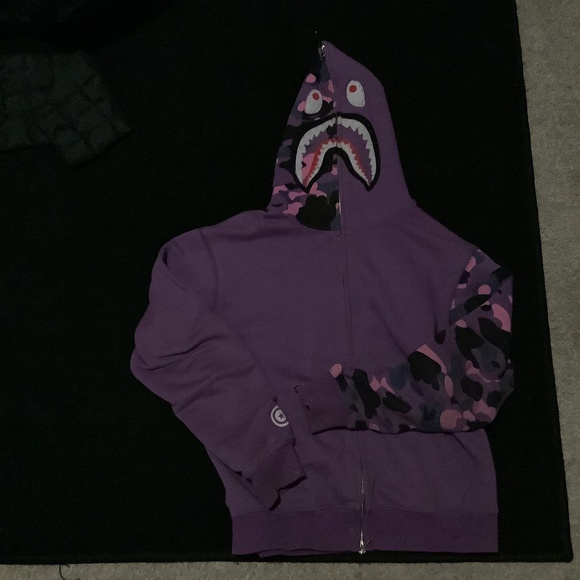 Purple bape hoodie solo camo sleeve